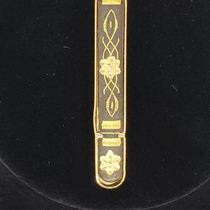 Antique Intricate Black and Gold Tie/Money Clip